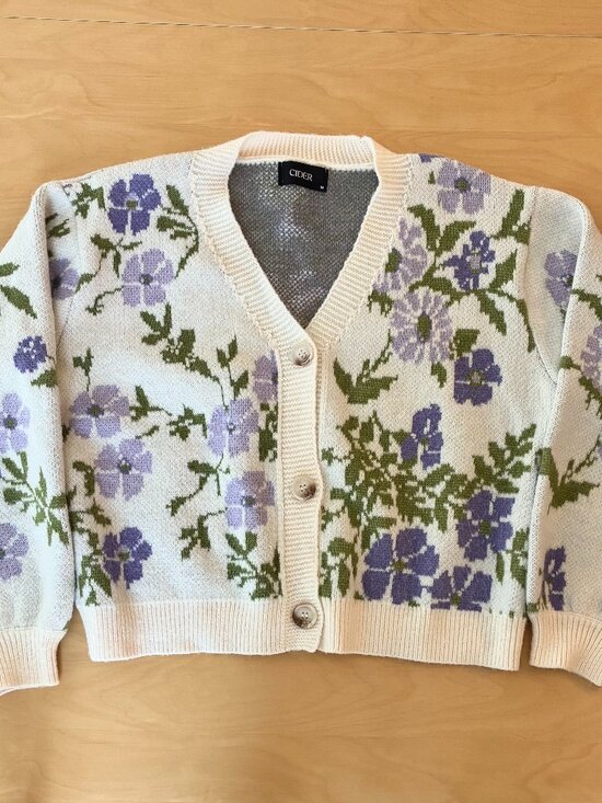 Cider Sweaters - Cider Floral Knit Cardigan